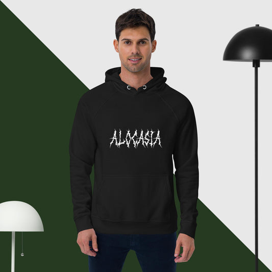 Unisex eco raglan hoodie - Alocasia Death Metal logo